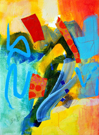 Wave II, Acrylic and collage on paper, 20h x 16w, $350 framed.