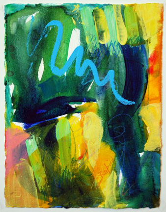 Wave III, Acrylic and collage on paper, 16h x 20w, $350.
