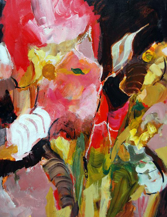 New Shoot, Acrylic and collage on paper, 41h x 33w, $1600.