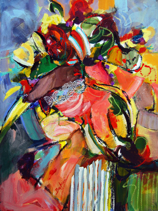 Earth Grown, Acrylic and collage, 41h x 33w, $1600.