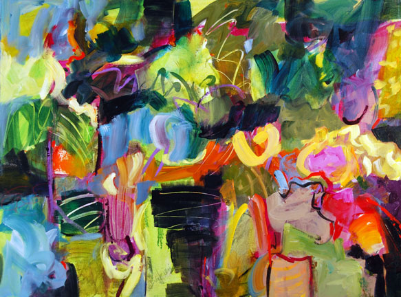 Rousseau's Jungle, Acrylic on canvas, 32h x 40w, $2800.