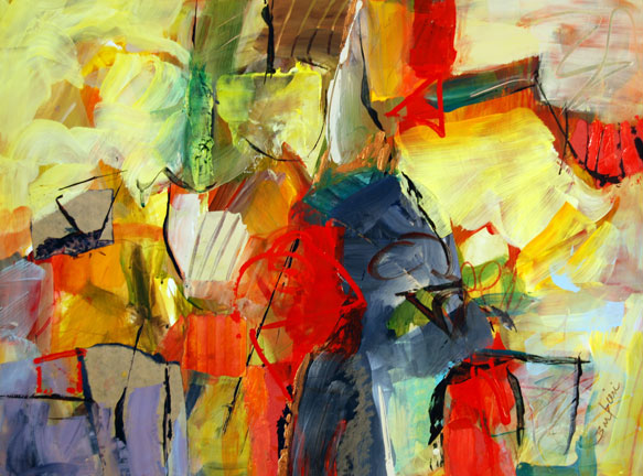 Fortune, Acrylic on paper, 33h x 41w, framed, $1600.