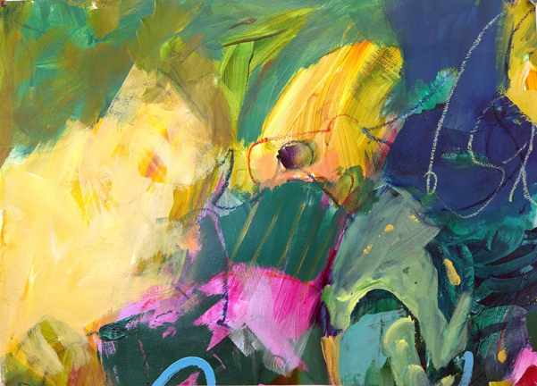 Moon Over Pond. Acrylic on board, 18h x 24w. $750.