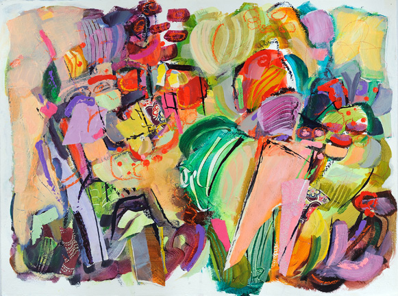 Flora. Acrylic and collage on paper, 32