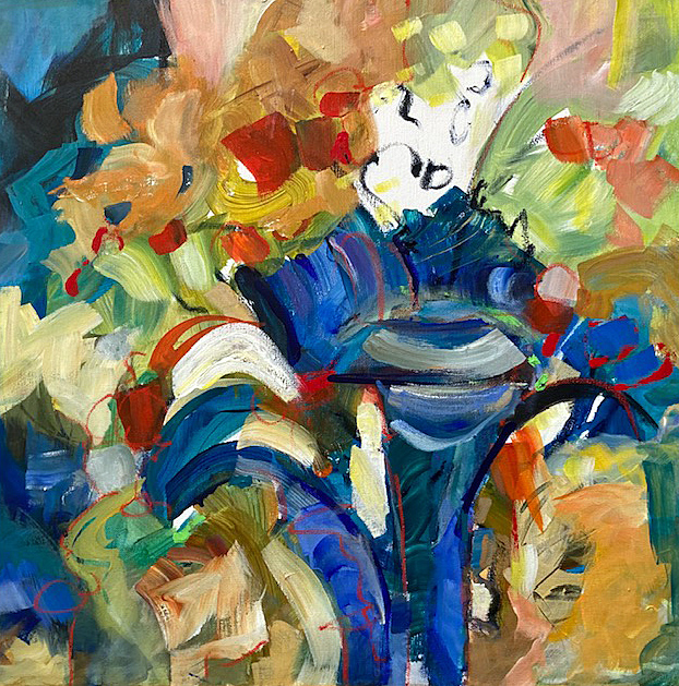 Blue Balance. Acrylic on canvas, 24h x 24w. $1400.