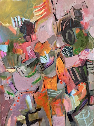 Fiesta II. Acrylic and collage on board, 24