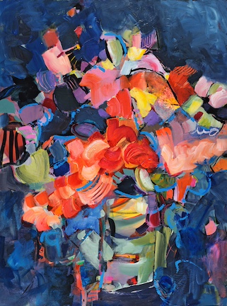 Hidden Still Life. Acrylic and collage on canvas. 40”h x 30”w. $2200.