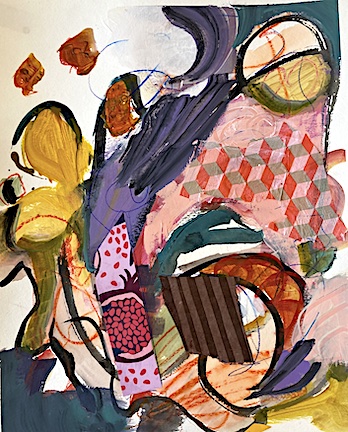 Cherry Blossom A II. Acrylic and collage, 24