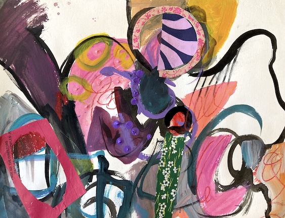 Cherry Blossom A III. Acrylic and collage, 24