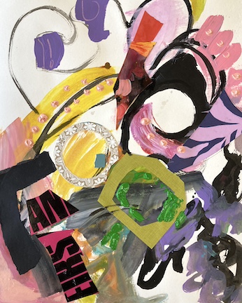 Cherry Blossom A V. Acrylic and collage, 24