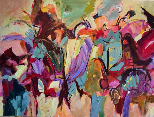 Trumpet Vines. Acrylic on canvas, 36