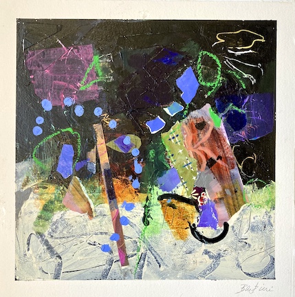 Desert Nights 4. Acrylic and collage. 18”h by 18”w. $695.