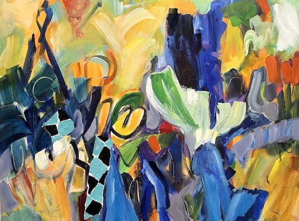 Wheat Field, Acrylic and collage, 30