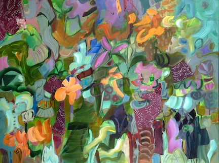 Salute to Summer, Acrylic and collage on canvas, 36