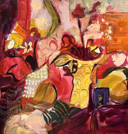 Lively Interior, Acrylic and collage, 30