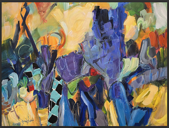 Wheatfield, Acrylic and collage on canvas, 30
