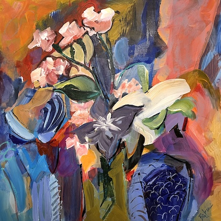 Pink Bouquet, Acrylic on board, 20